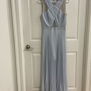 BCBGMaxAzria Light Gray Pleated Maxi Dress